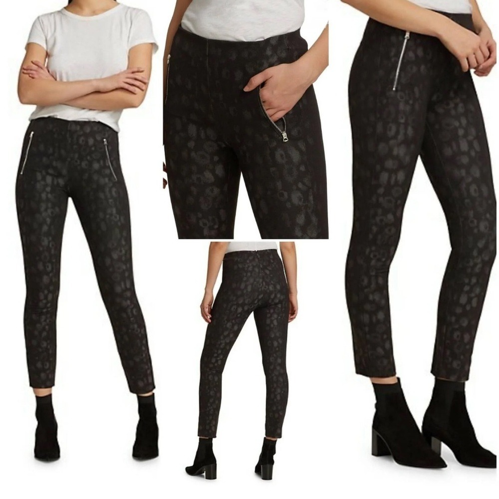 RAG‎ & BONE SIMONE LEOPARD PRINT ZIP POCKETS CROPPED PANT GRAY-SCALED